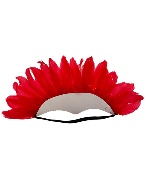 BookMyCostume Carnival Feather Headpiece – Red Feather and Sequin Crown, Costume Accessory for Kids and Adults, Party, Festival, Dance Accessory